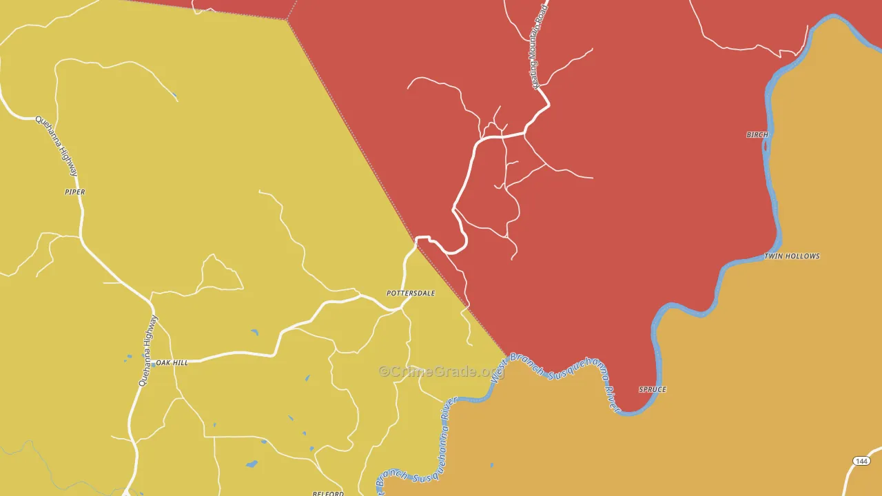 Pottersdale, PA Map of Burglary Rates