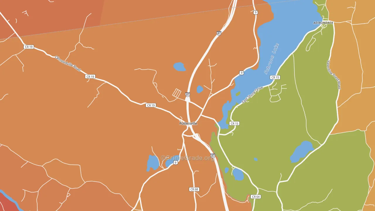Pottersville, NY Map of Burglary Rates