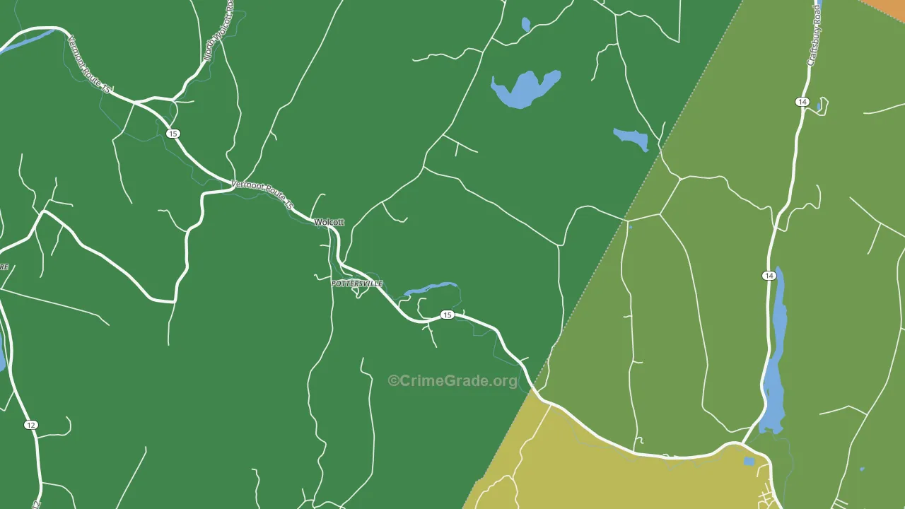 Pottersville, VT Map of Burglary Rates