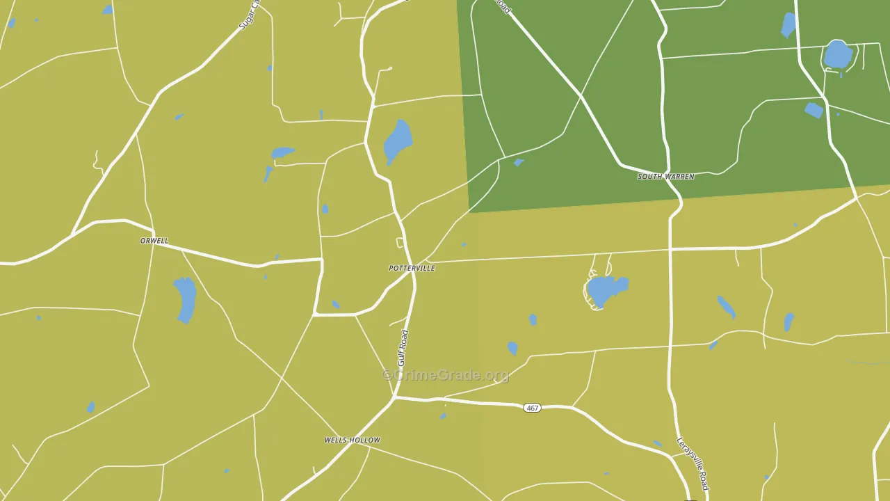 Potterville, PA Map of Burglary Rates