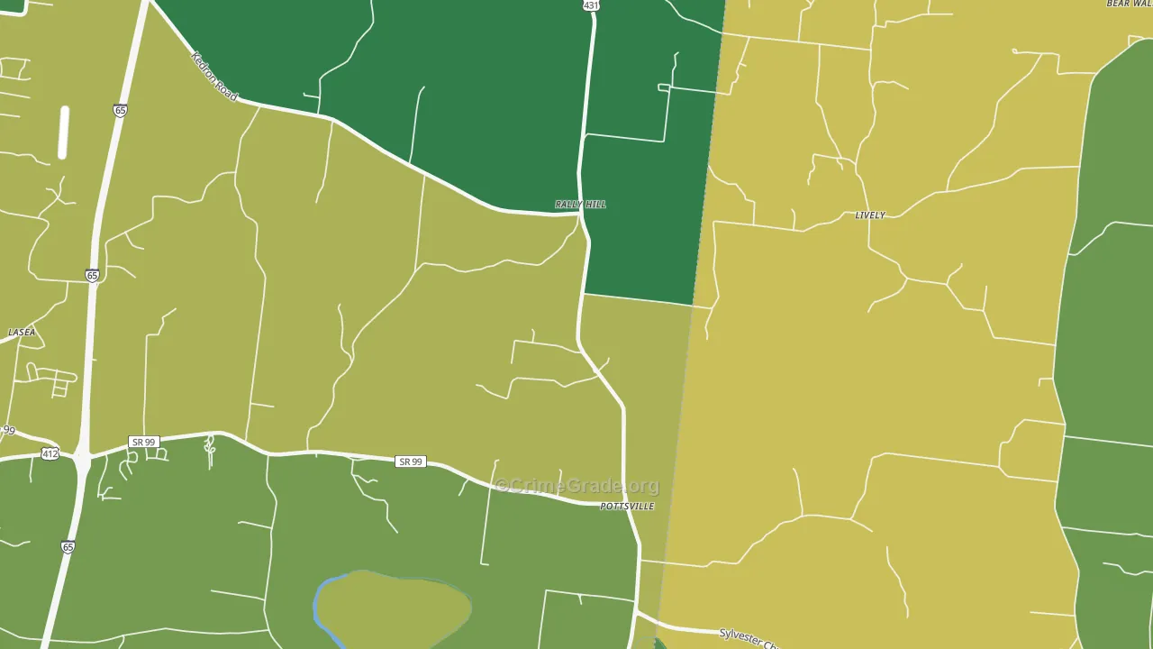 Pottsville, TN Map of Burglary Rates