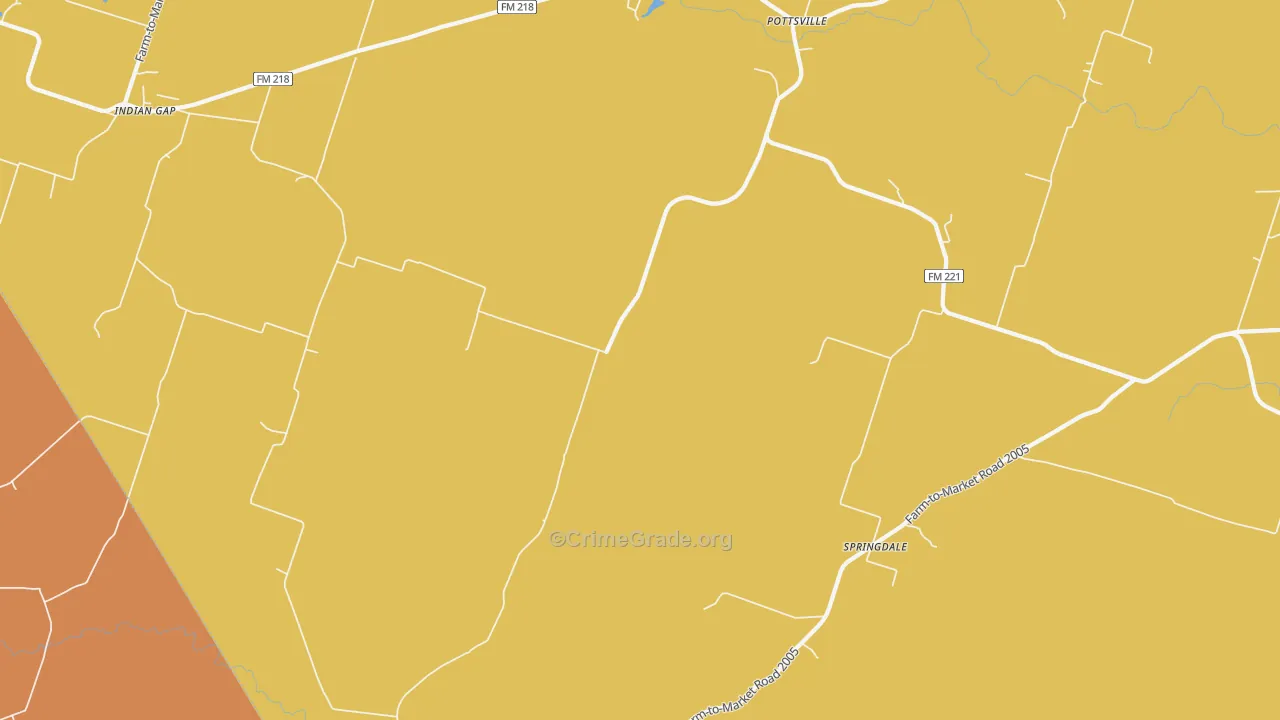 Pottsville, TX Map of Burglary Rates