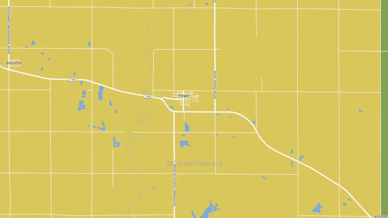 Potwin, KS Map of Burglary Rates