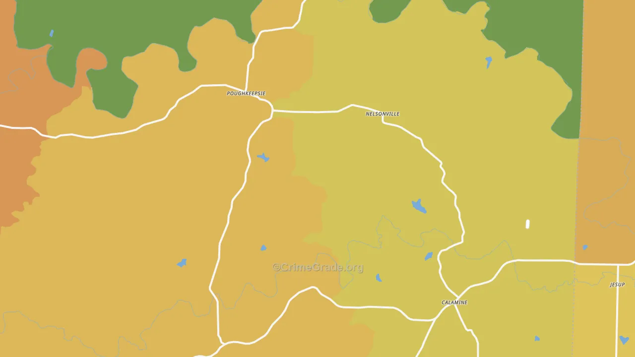 Poughkeepsie, AR Map of Burglary Rates