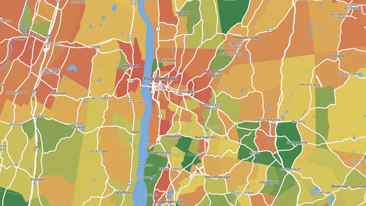 Poughkeepsie, NY Map of Burglary Rates