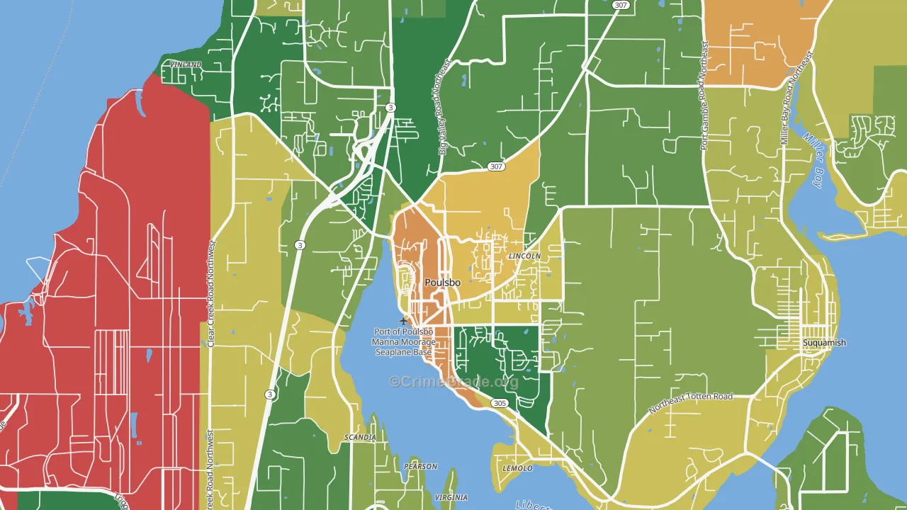 Poulsbo, WA Map of Burglary Rates