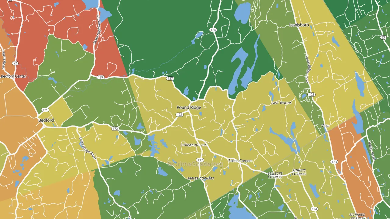 Pound Ridge, NY Map of Burglary Rates