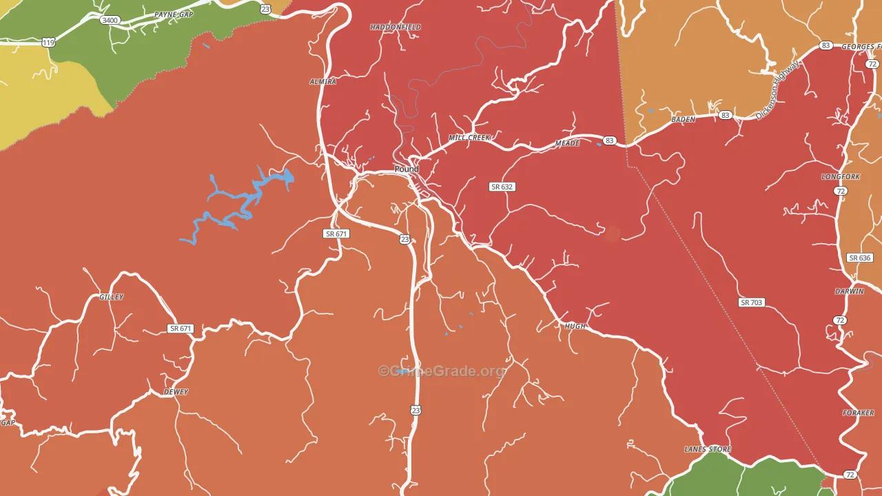 Pound, VA Map of Burglary Rates
