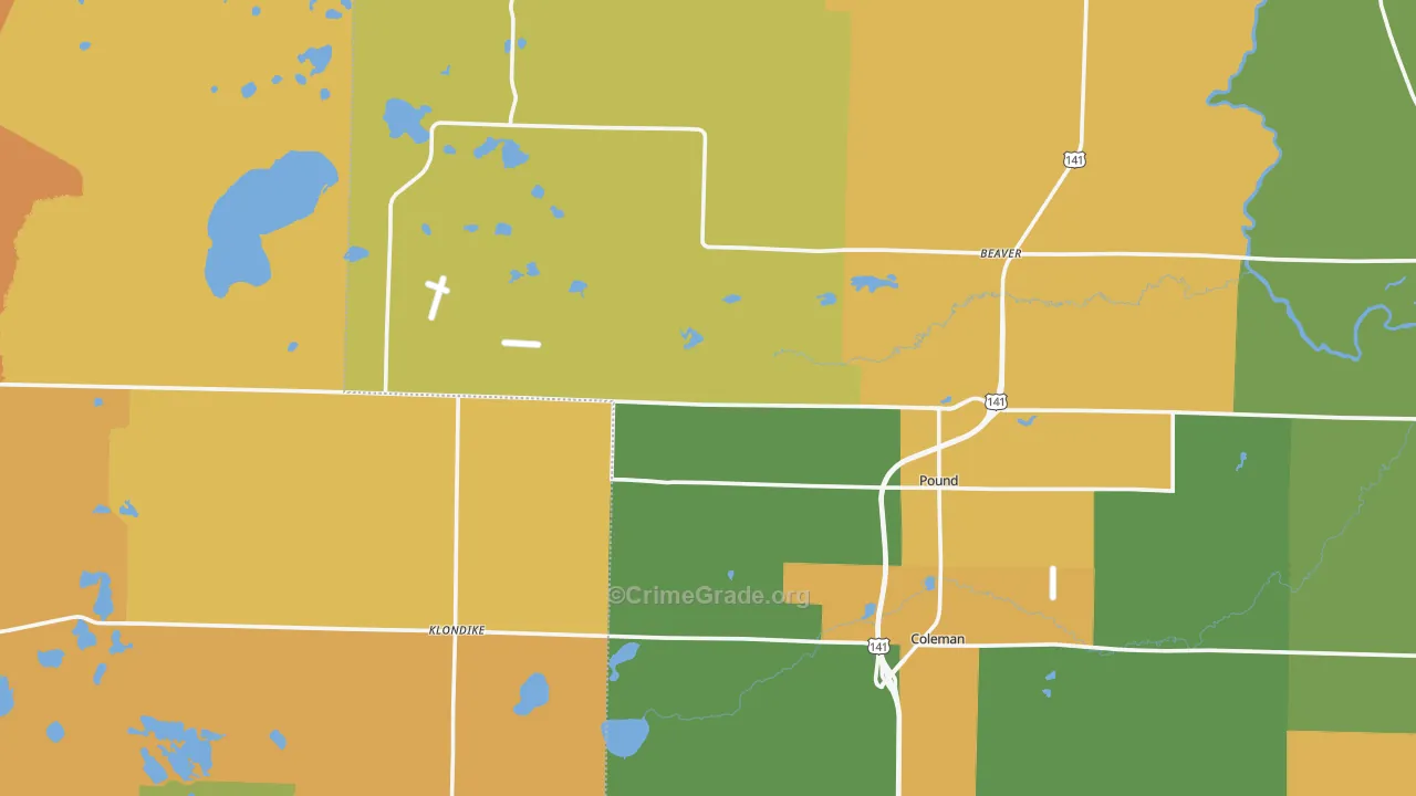 Pound, WI Map of Burglary Rates