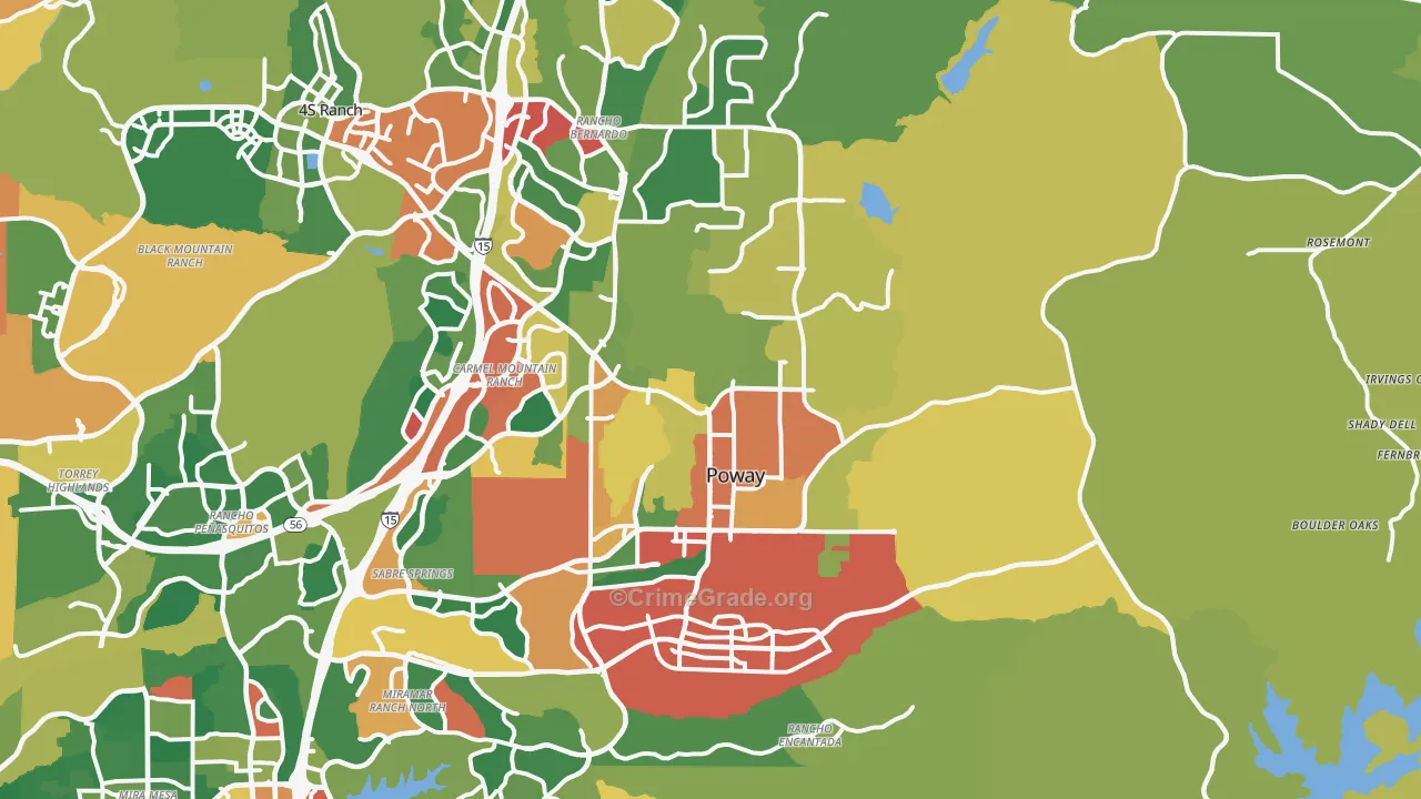 Poway, CA Map of Burglary Rates