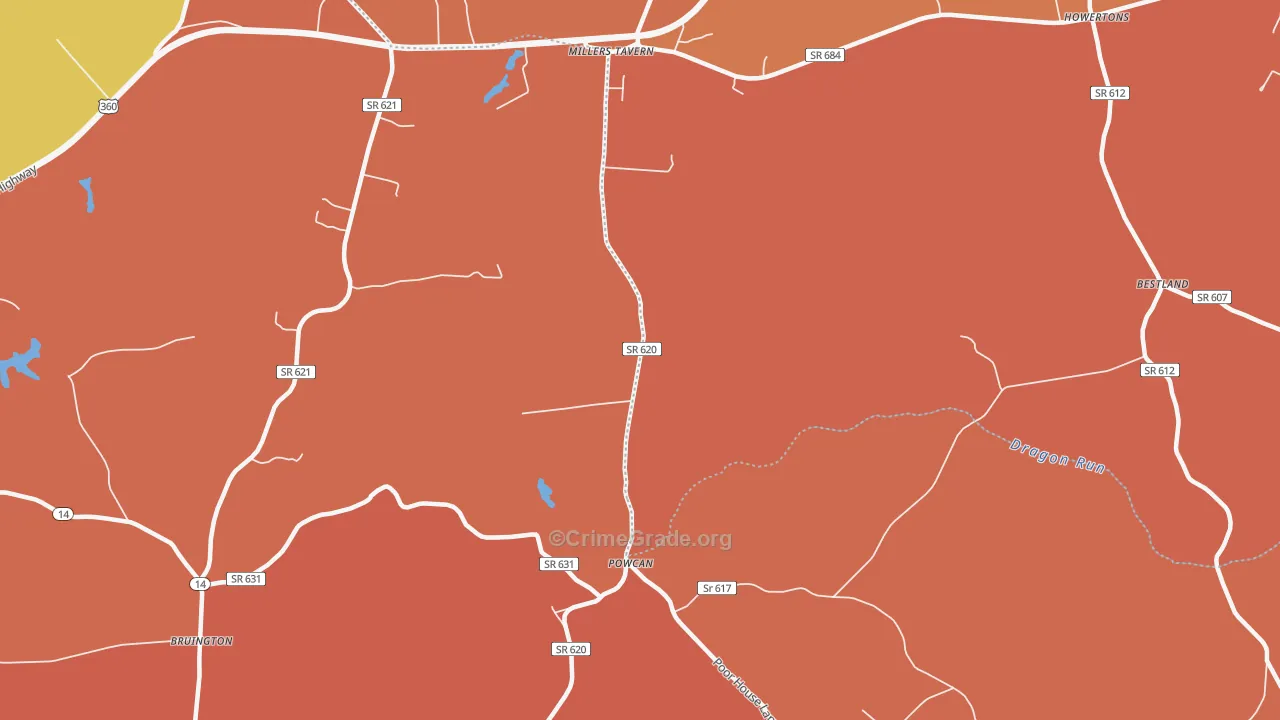 Powcan, VA Map of Burglary Rates