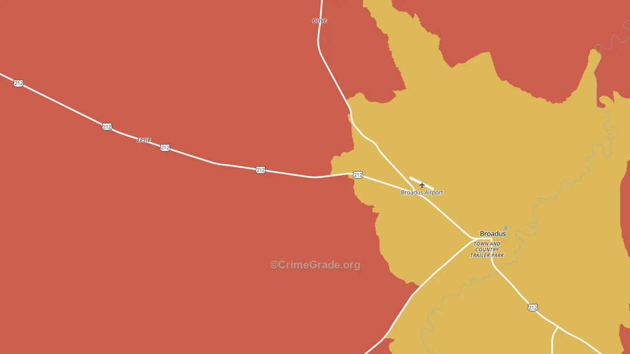 Powderville, MT Map of Burglary Rates