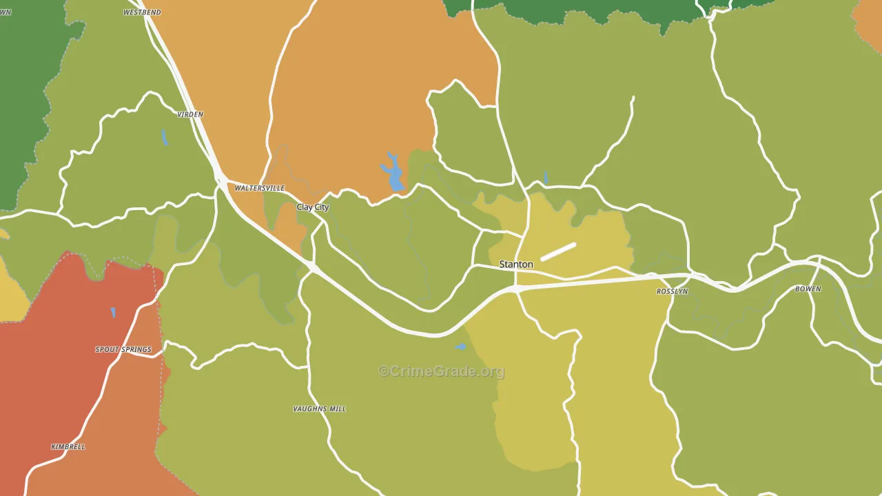 Powell County, KY Map of Burglary Rates