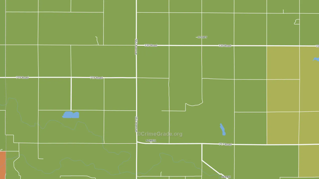 Powell, NE Map of Burglary Rates