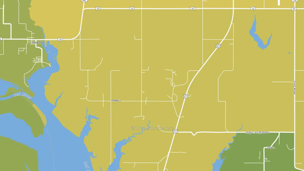 Powell, OK Map of Burglary Rates
