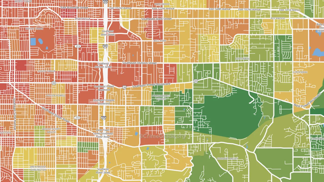 Powellhurst-Gilbert, Portland, OR Map of Burglary Rates