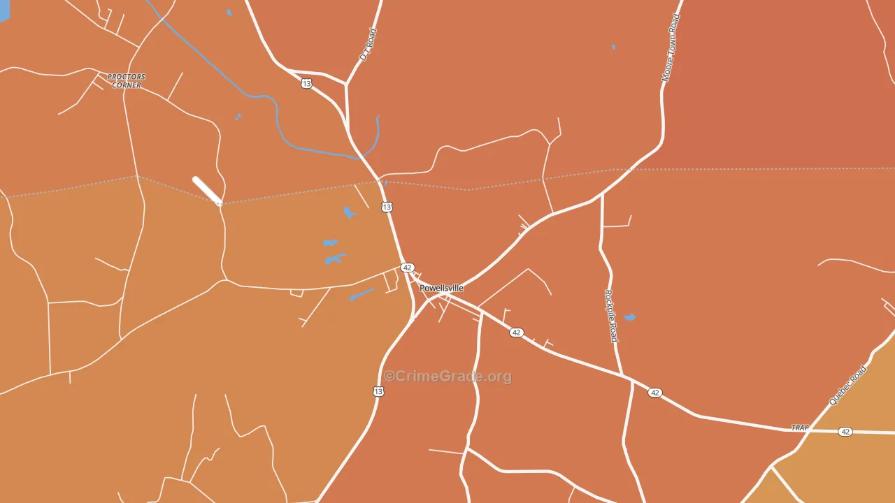 Powellsville, NC Map of Burglary Rates