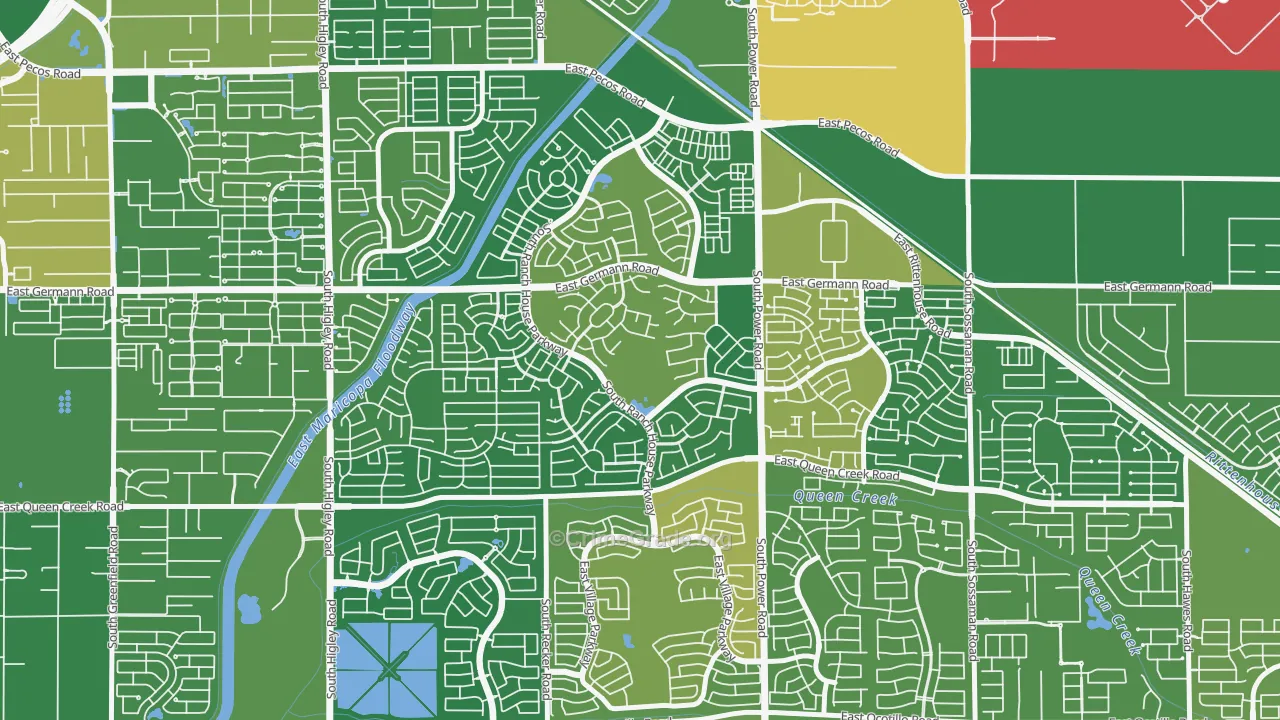 Power Ranch, Gilbert, AZ Map of Burglary Rates