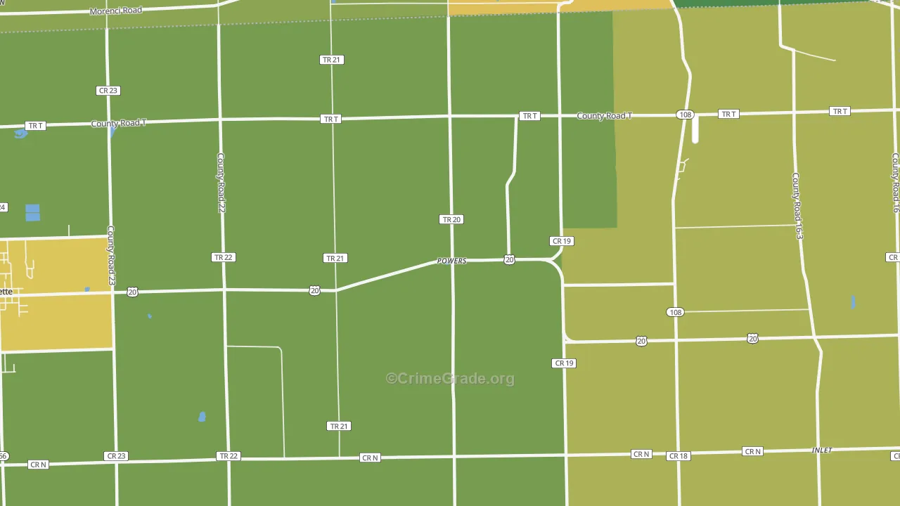 Powers, OH Map of Burglary Rates