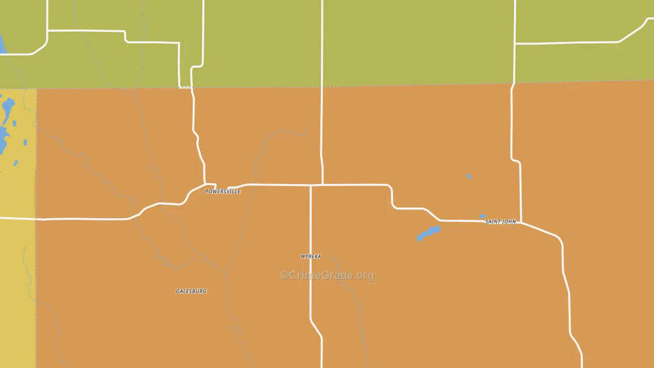 Powersville, MO Map of Burglary Rates