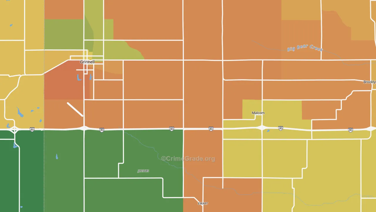 Poweshiek County, IA Map of Burglary Rates