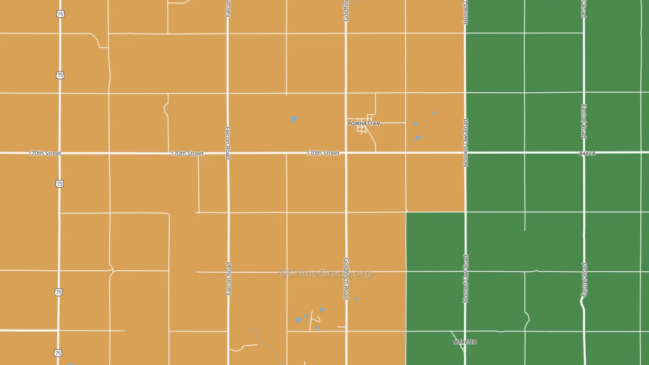 Powhattan, KS Map of Burglary Rates
