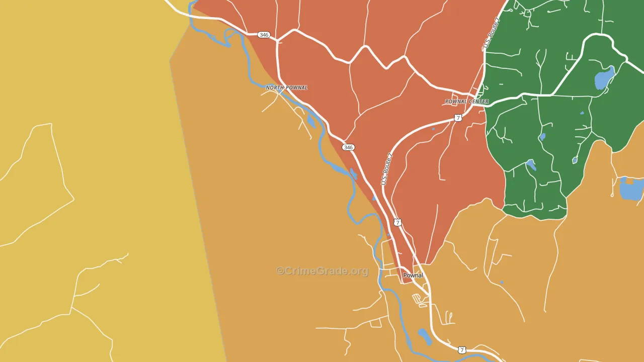 Pownal Center, VT Map of Burglary Rates