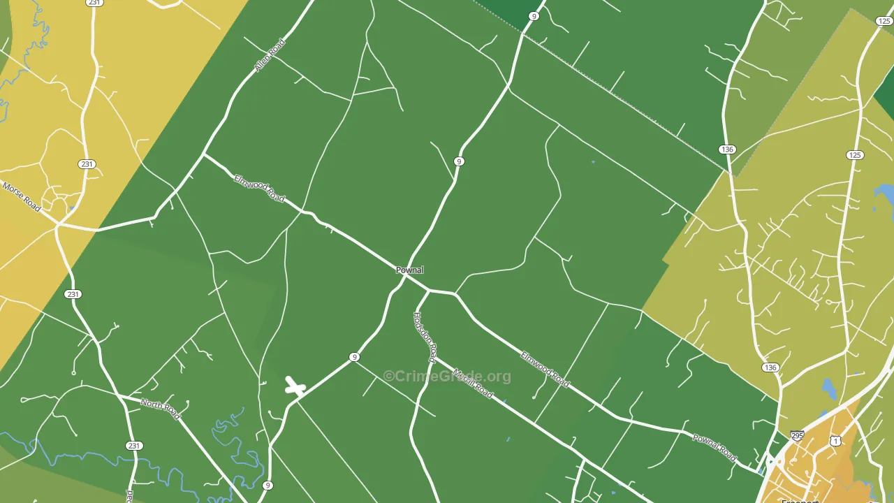 Pownal, ME Map of Burglary Rates