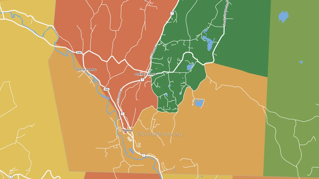 Pownal, VT Map of Burglary Rates