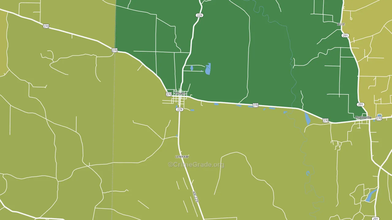 Poyen, AR Map of Burglary Rates