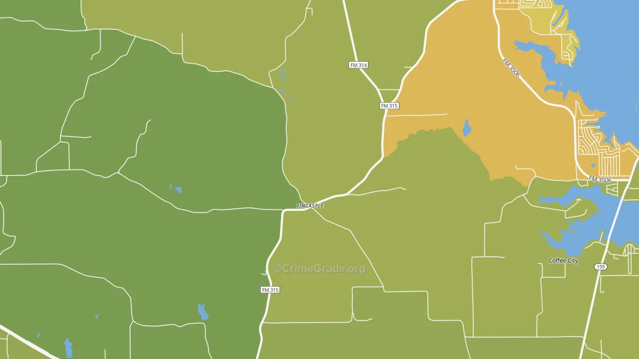 Poynor, TX Map of Burglary Rates
