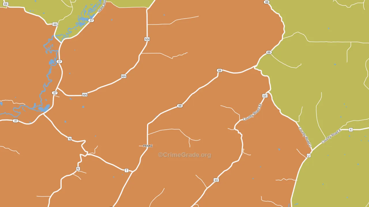 Praag, WI Map of Burglary Rates