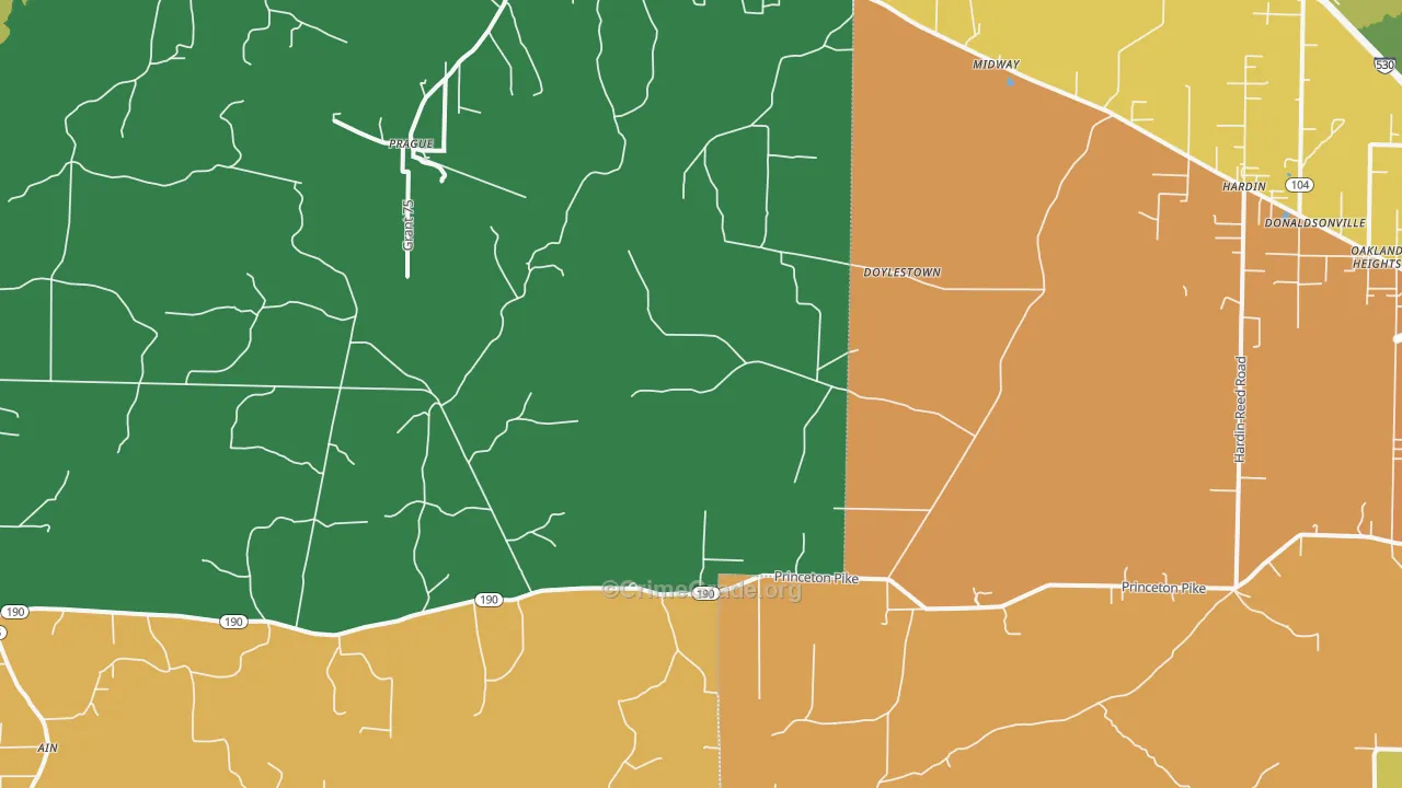 Prague, AR Map of Burglary Rates