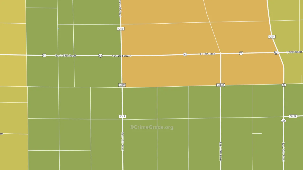 Prairie Center, IL Map of Burglary Rates