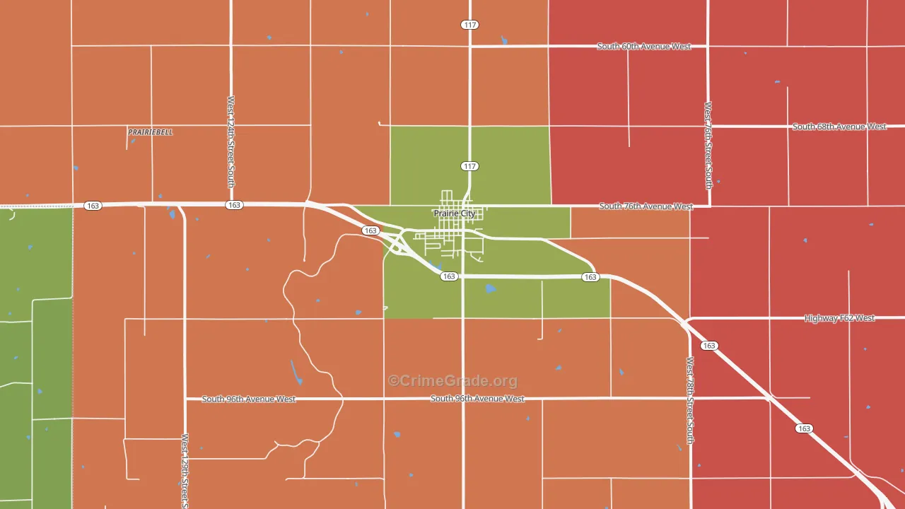 Prairie City, IA Map of Burglary Rates