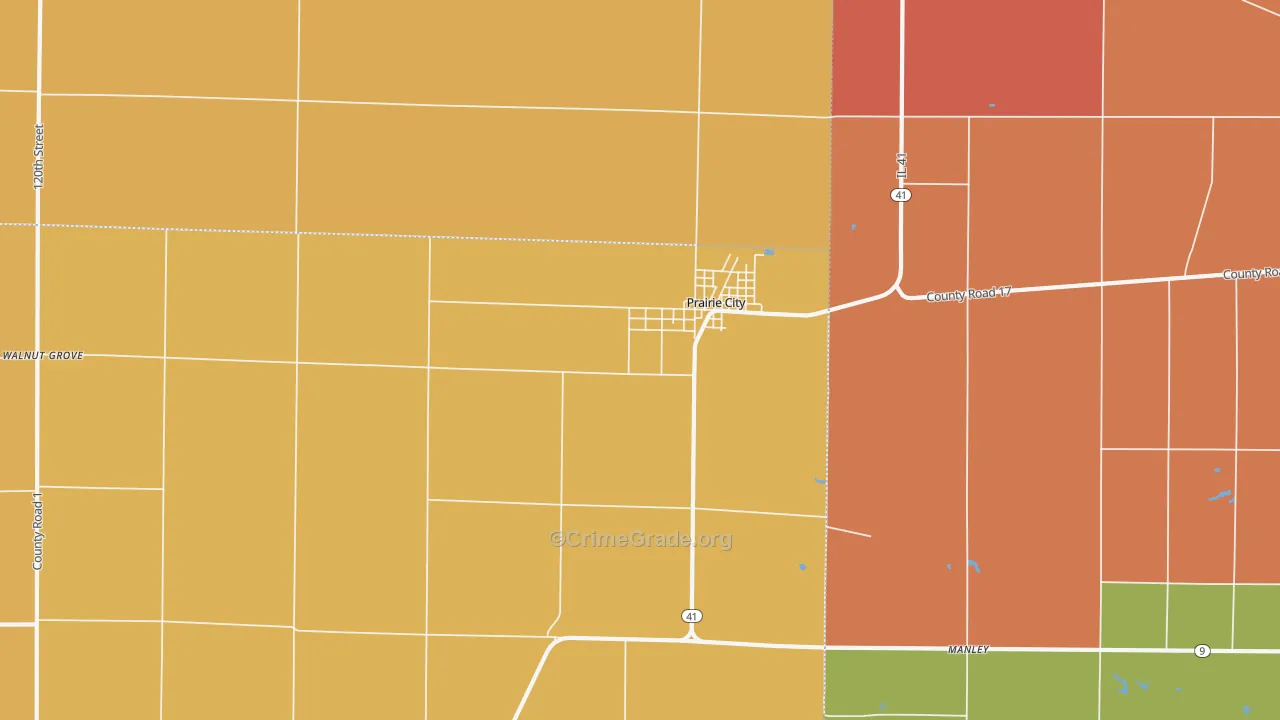 Prairie City, IL Map of Burglary Rates