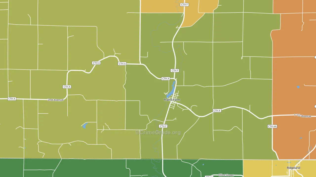 Prairie Farm, WI Map of Burglary Rates