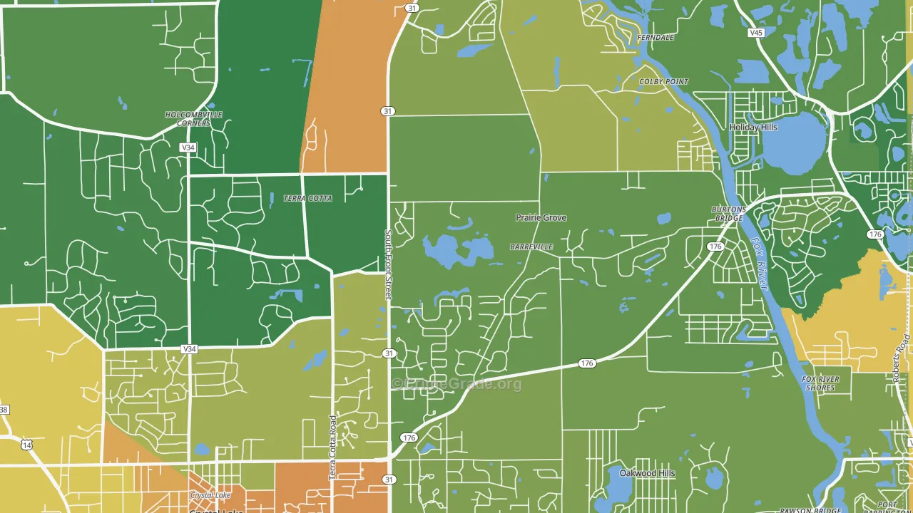 Prairie Grove, IL Map of Burglary Rates