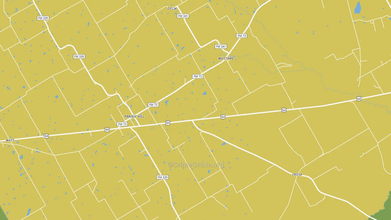 Prairie Hill, TX Map of Burglary Rates