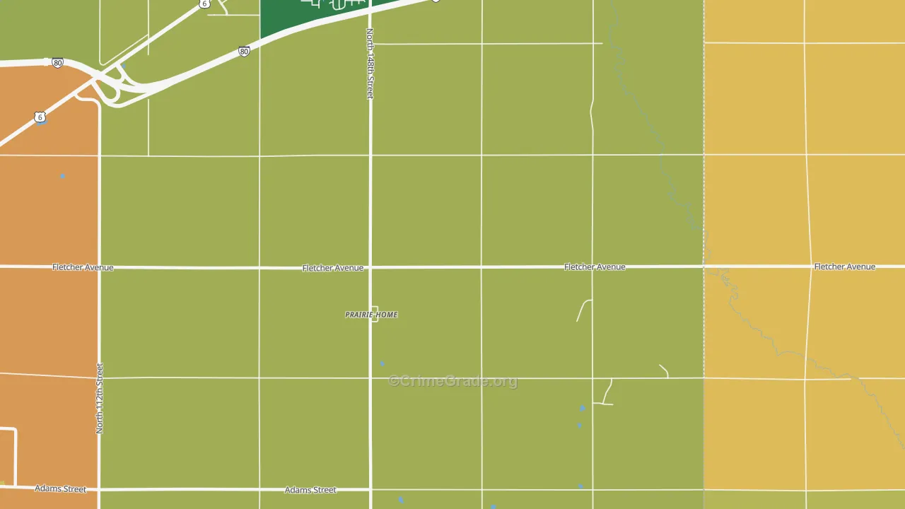 Prairie Home, NE Map of Burglary Rates