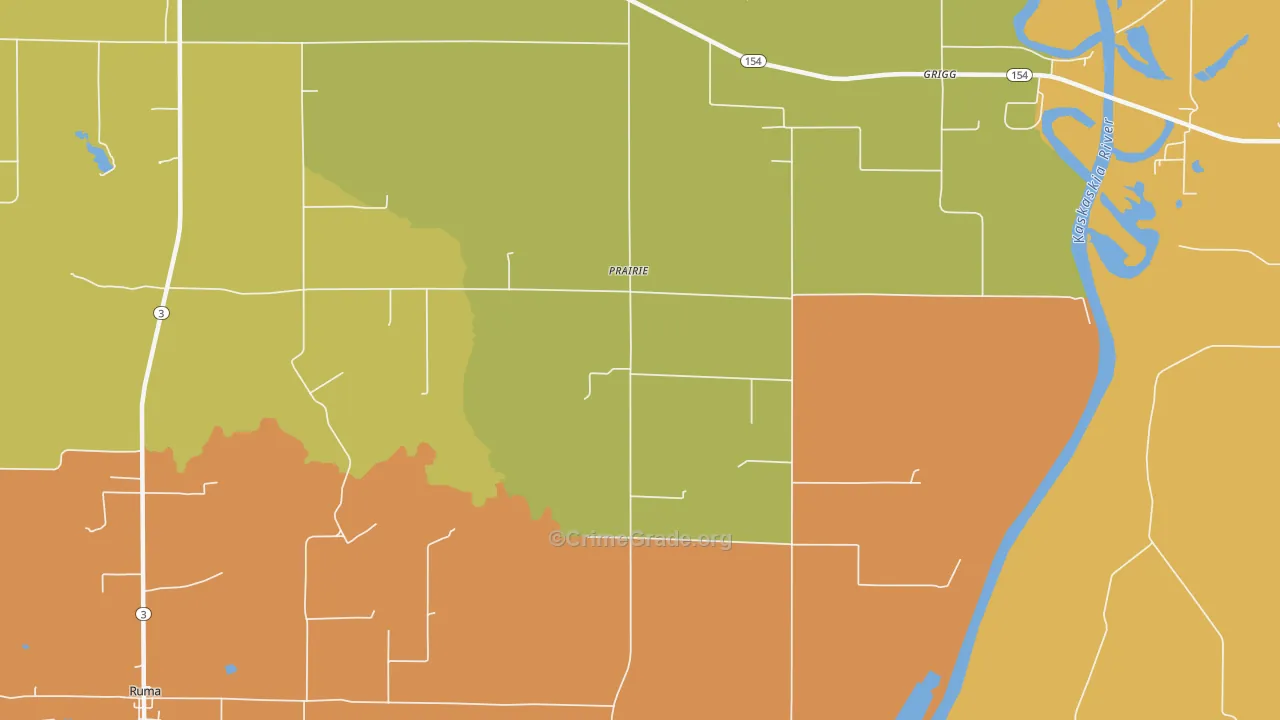 Prairie, IL Map of Burglary Rates