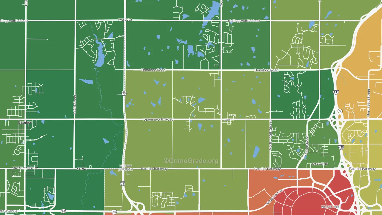 Prairie-Piper-KC-KS, Kansas City, KS Map of Burglary Rates