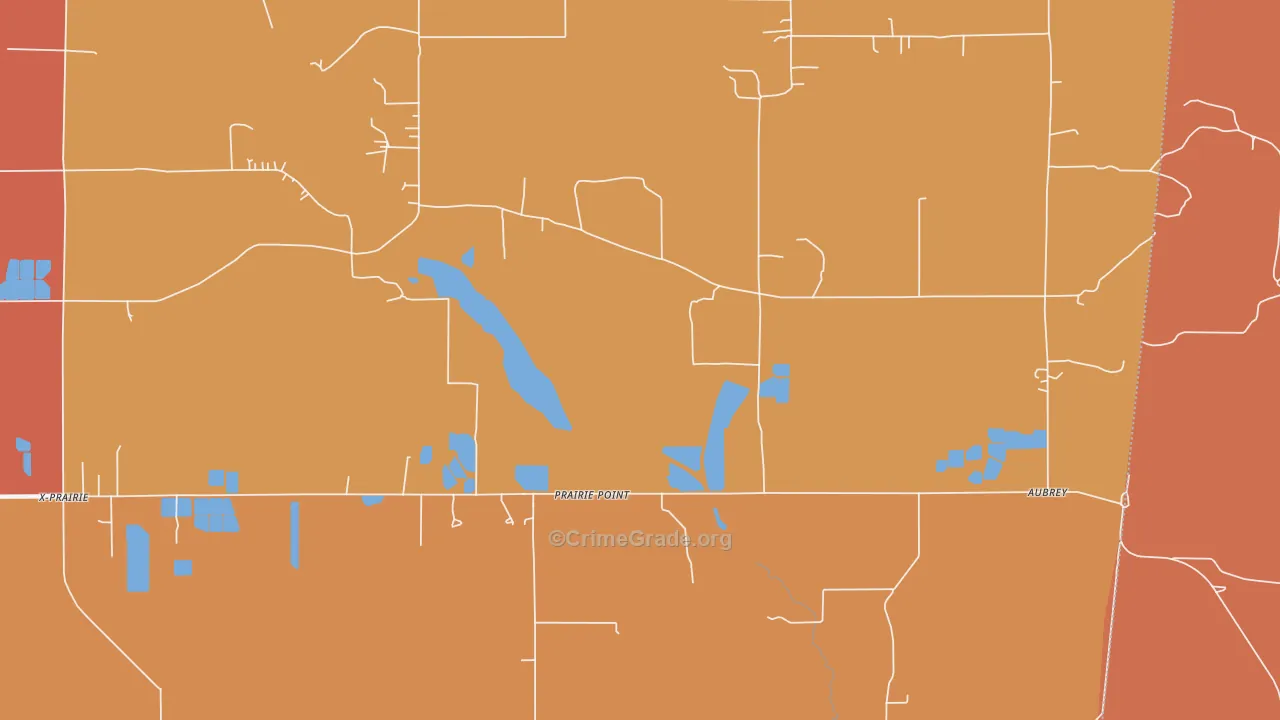 Prairie Point, MS Map of Burglary Rates