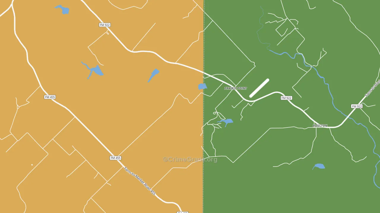 Prairie Point, TX Map of Burglary Rates