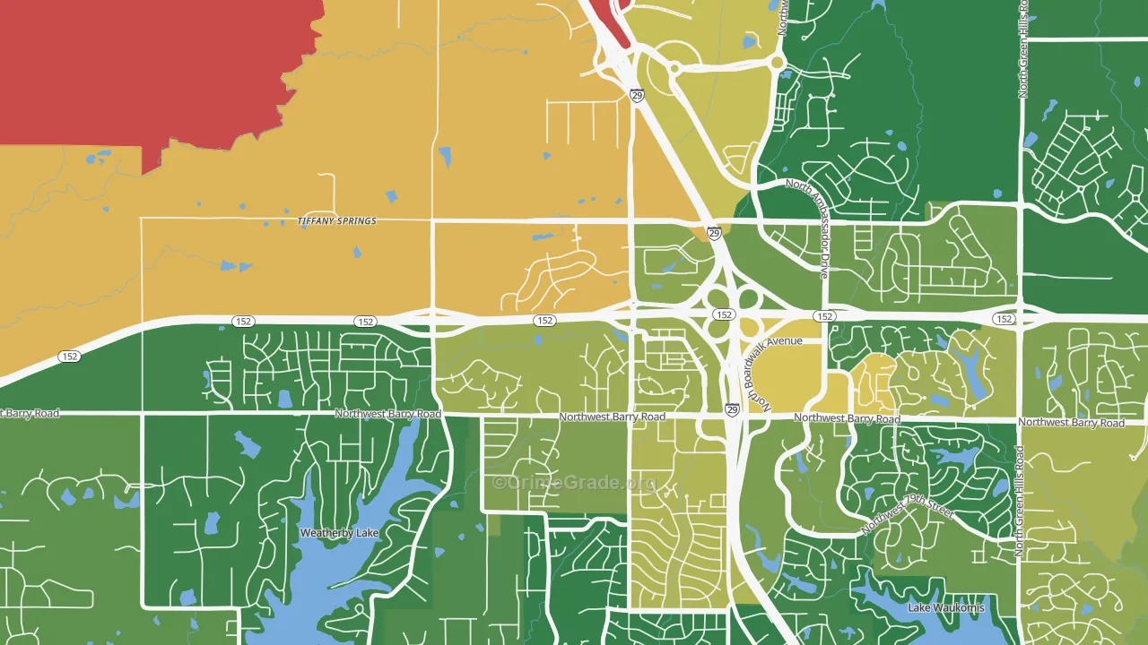 Prairie Point-Wildberry, Kansas City, MO Map of Burglary Rates