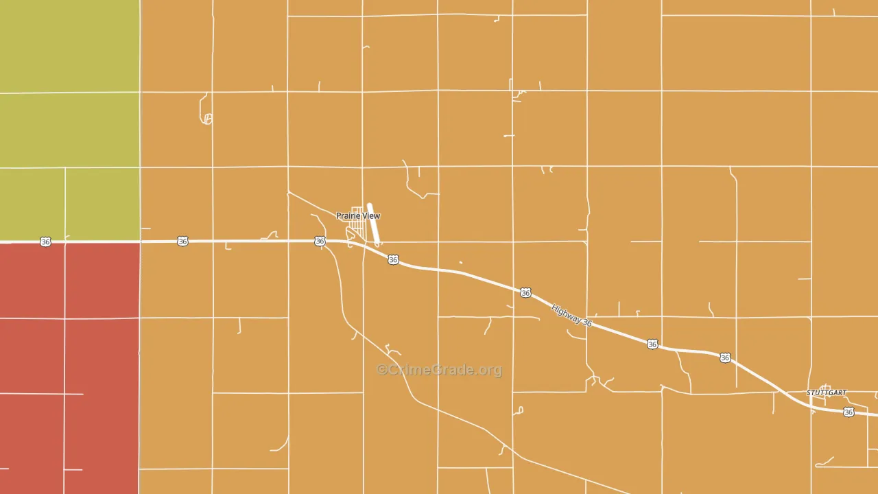 Prairie View, KS Map of Burglary Rates