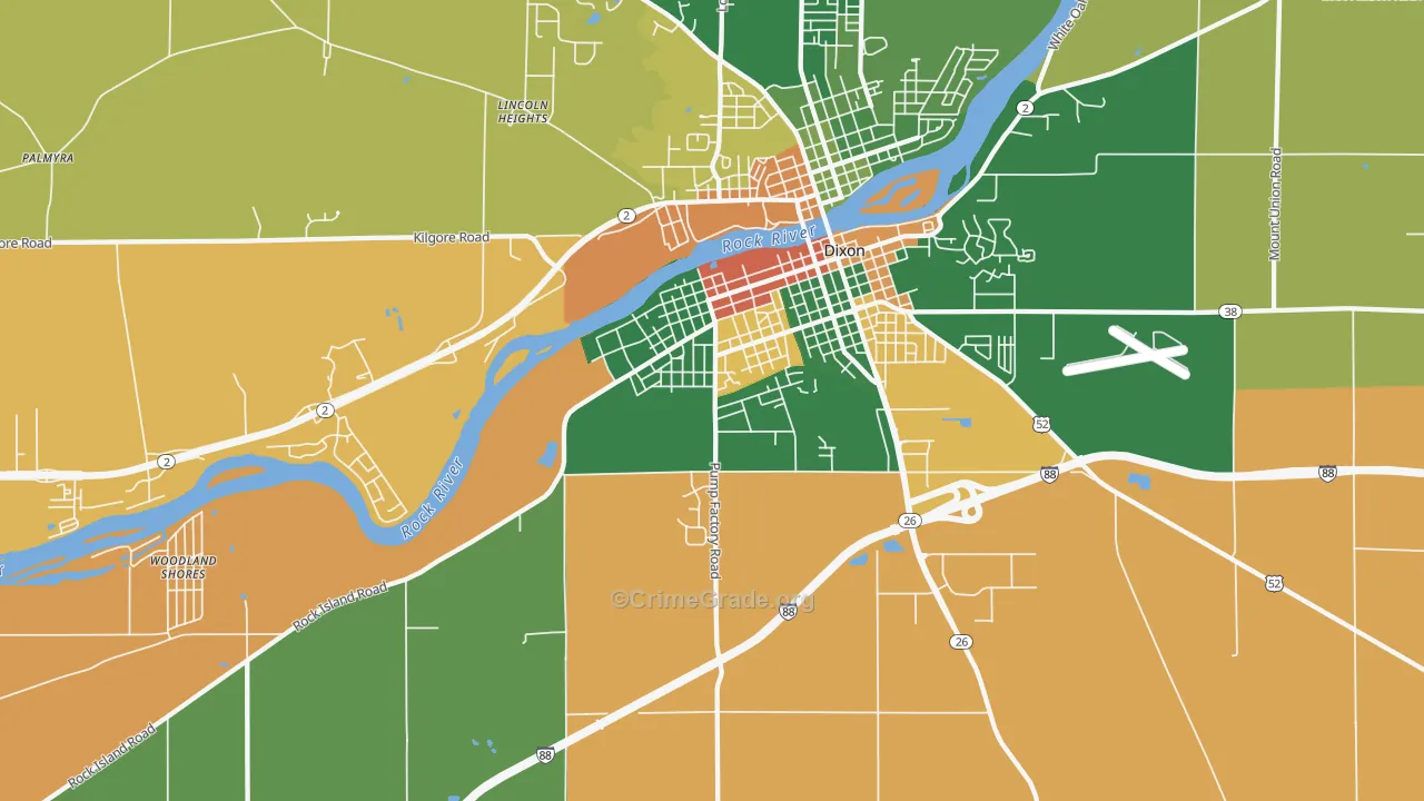 Prairieville, IL Map of Burglary Rates