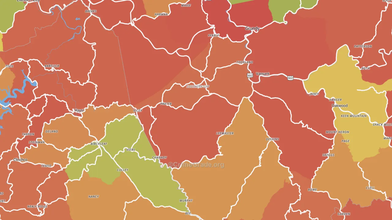 Prater, VA Map of Burglary Rates