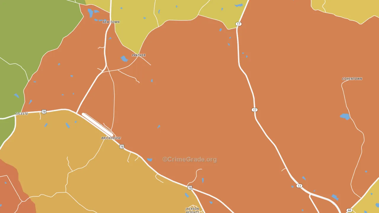 Prather, GA Map of Burglary Rates