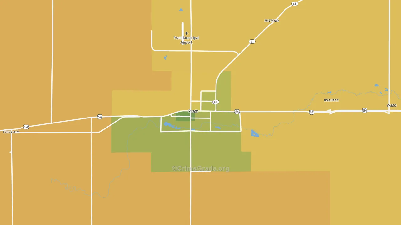 Pratt County, KS Map of Burglary Rates